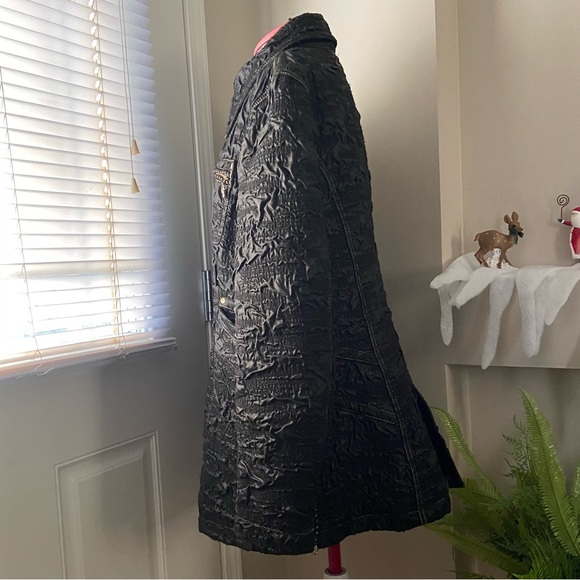 Cappopera Jeans women black crinkled wool blend, zip up jacket. Size 34. Used. - Picture 3 of 7